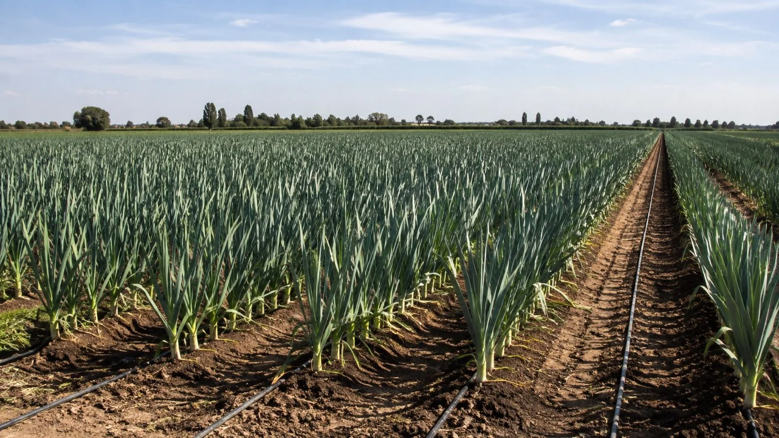 Commercial vegetable crop cultivation before harvest