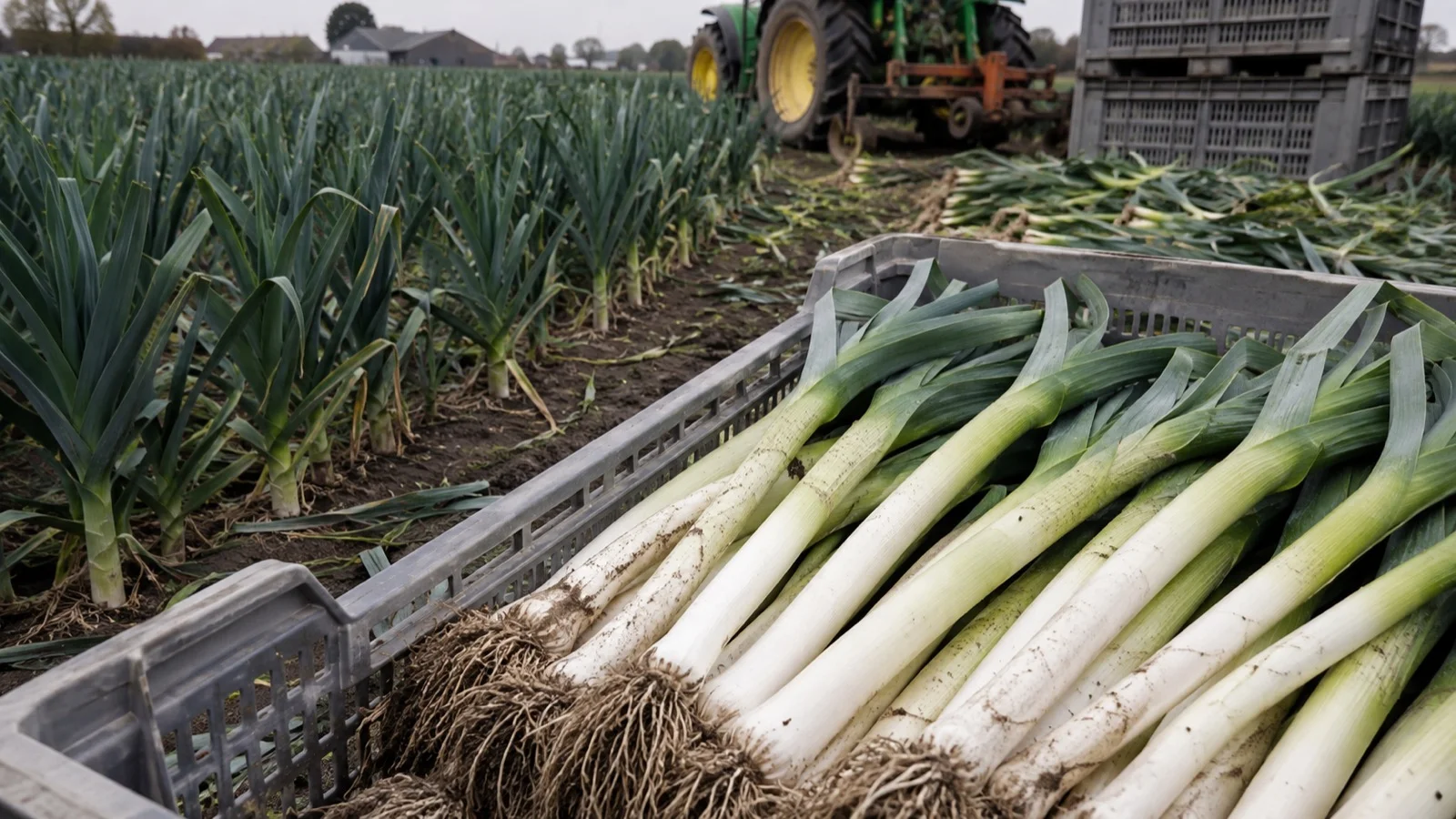 Harvested vegetables prepared for post-harvest handling