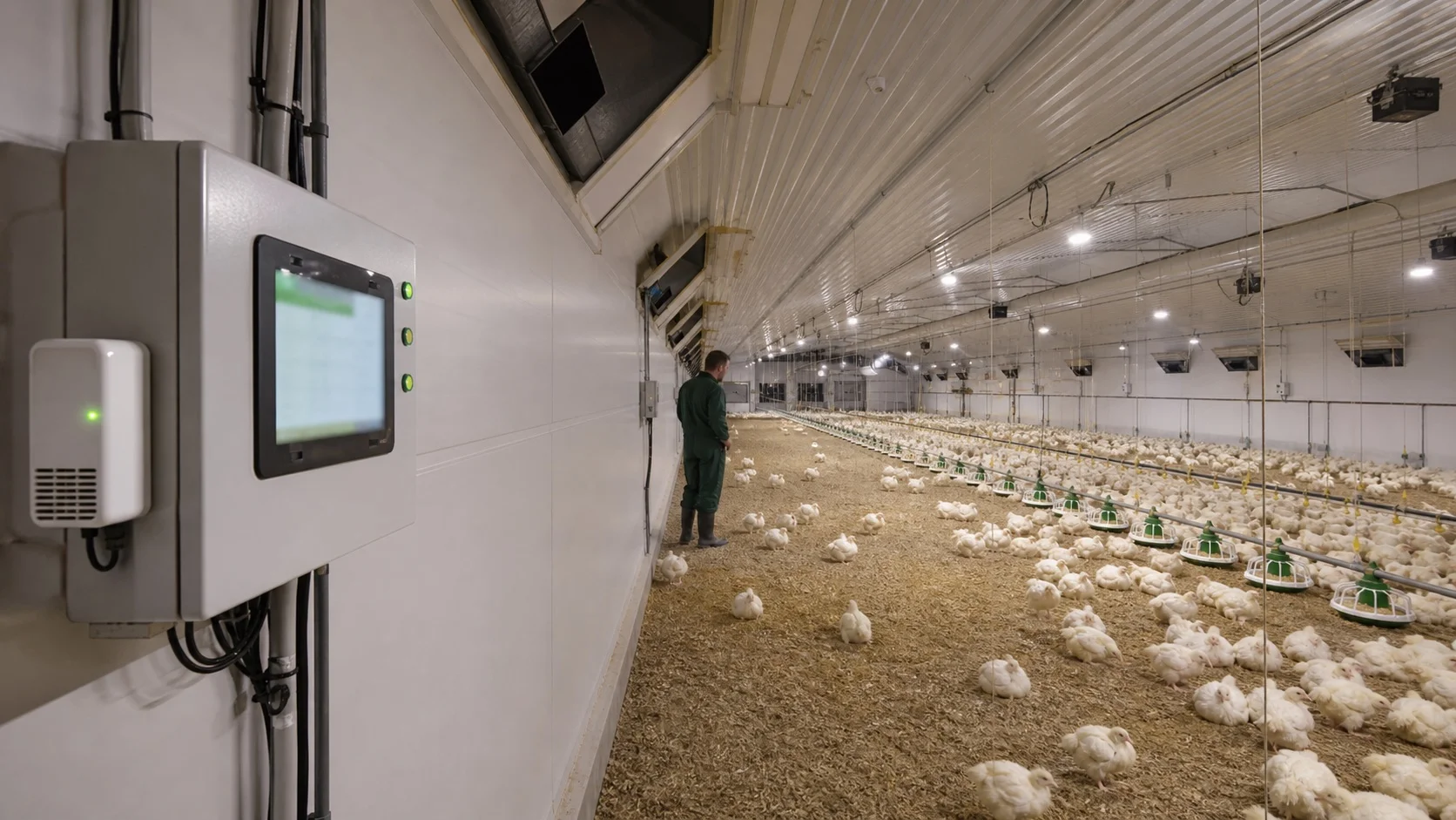 Climate controller showing normal operation while broilers use the house unevenly