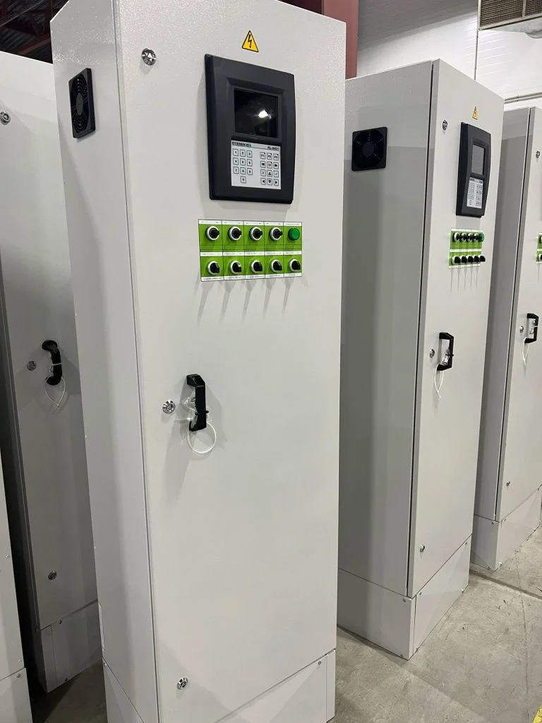 Control cabinets with operator panels and selector switches from the existing Agrovent product page